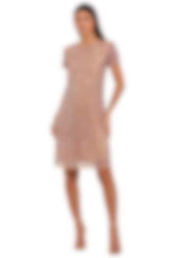 Nude Lilac Polyester Hand Embellished Party Wear Dress by Mac Duggal at Pernia's Pop Up Shop