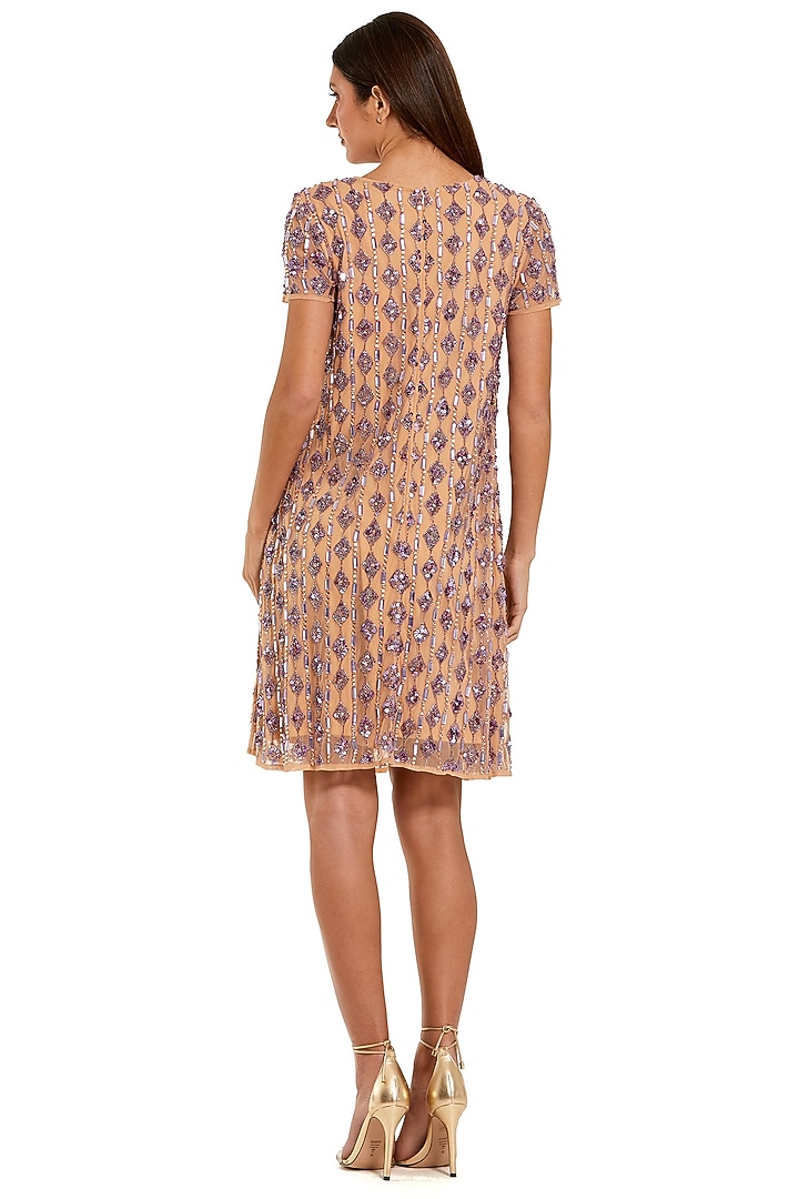 Nude Lilac Polyester Hand Embellished Party Wear Dress by Mac Duggal at Pernia's Pop Up Shop