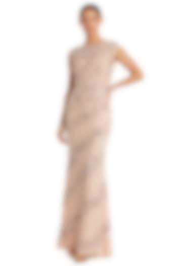 Nude & Silver Polyester Embellished Engagement Gown by Mac Duggal at Pernia's Pop Up Shop