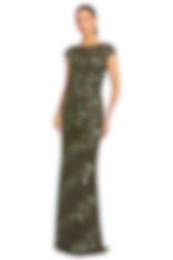 Olive Polyester Embellished Engagement Gown by Mac Duggal at Pernia's Pop Up Shop