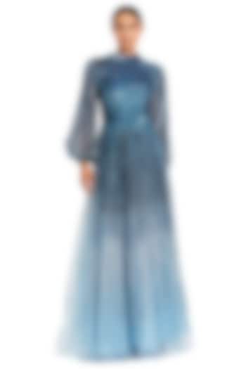 Slate Blue Polyester Wedding Gown by Mac Duggal at Pernia's Pop Up Shop