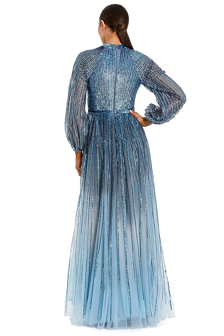 Slate Blue Polyester Wedding Gown by Mac Duggal at Pernia's Pop Up Shop