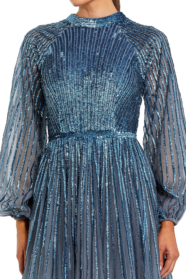 Slate Blue Polyester Wedding Gown by Mac Duggal at Pernia's Pop Up Shop