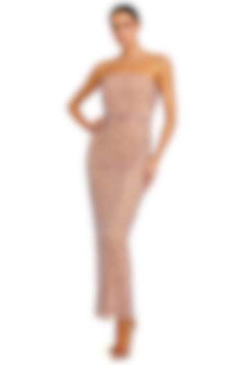 Nude Lilac Polyester Hand Embellished Party Wear Dress by Mac Duggal at Pernia's Pop Up Shop