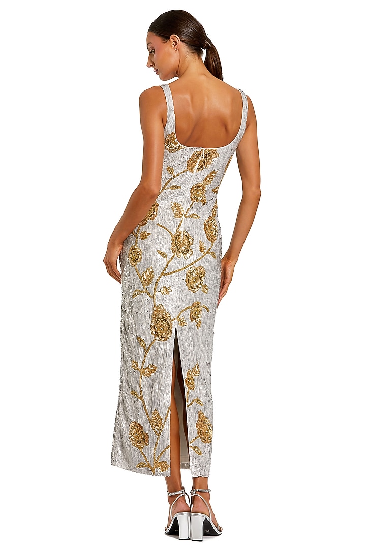 Silver Polyester Embellished Wedding Gown by Mac Duggal at Pernia's Pop Up Shop