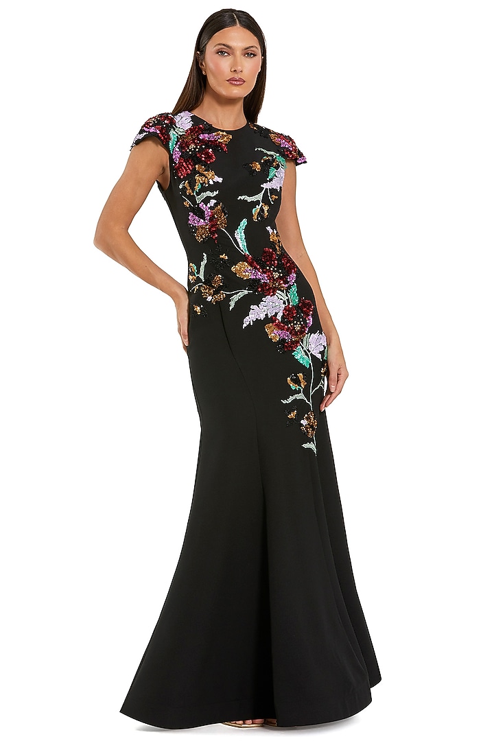 Black Polyester Embellished Engagement Gown by Mac Duggal at Pernia's Pop Up Shop