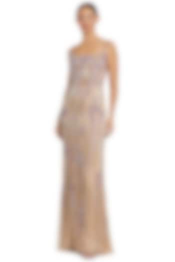 Nude Polyester Embellished Engagement Gown by Mac Duggal at Pernia's Pop Up Shop