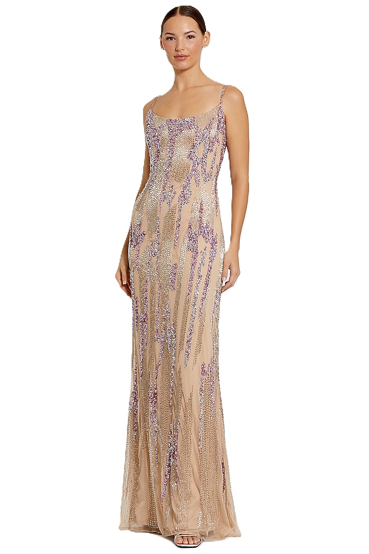 Nude Polyester Embellished Engagement Gown by Mac Duggal at Pernia's Pop Up Shop