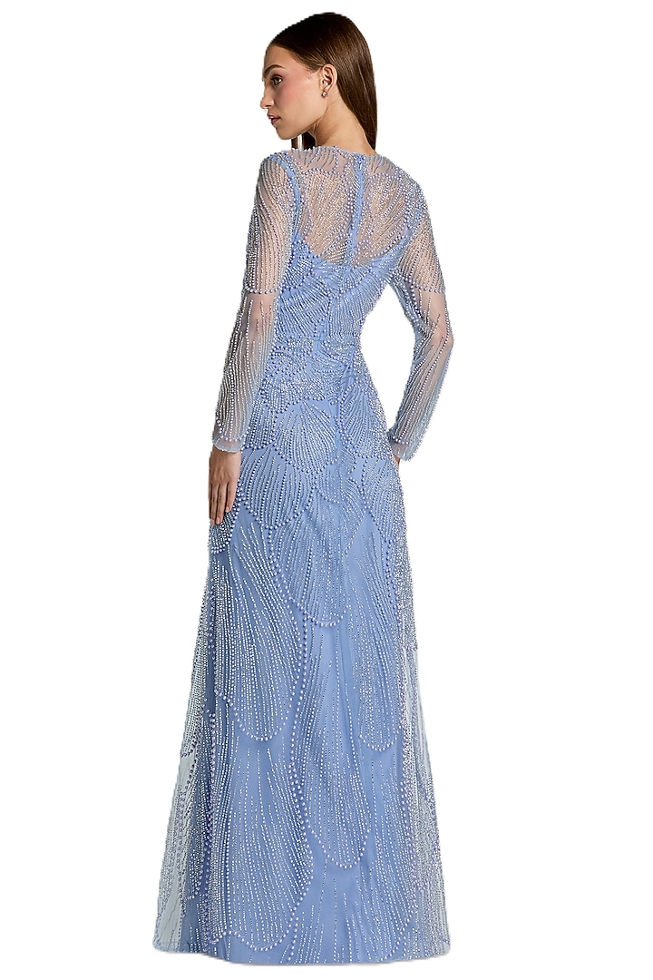Periwinkle Polyester Embellished Engagement Gown by Mac Duggal at Pernia's Pop Up Shop