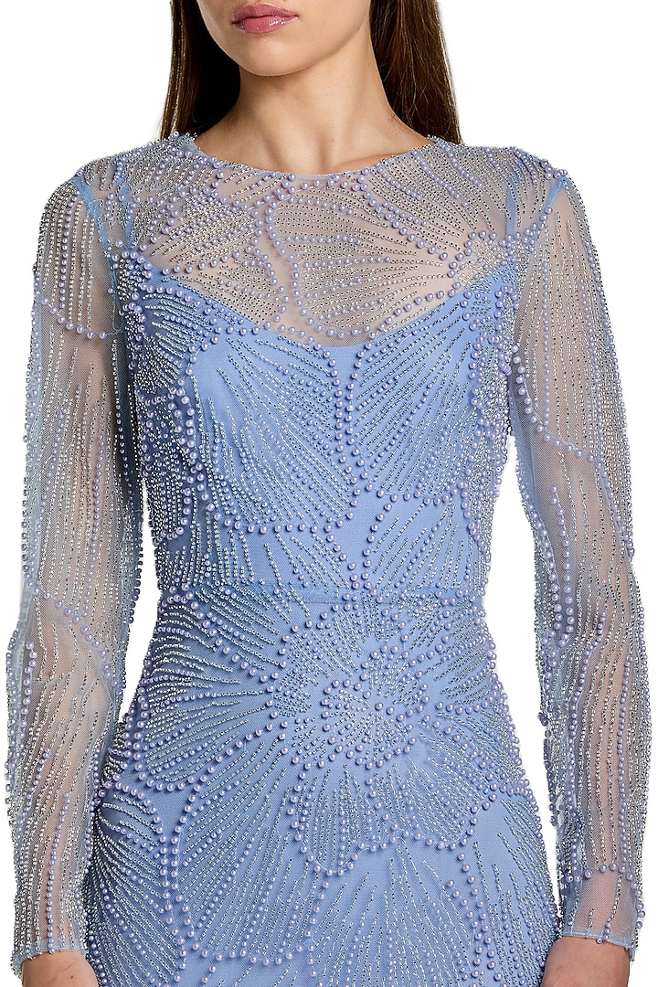 Periwinkle Polyester Embellished Engagement Gown by Mac Duggal at Pernia's Pop Up Shop