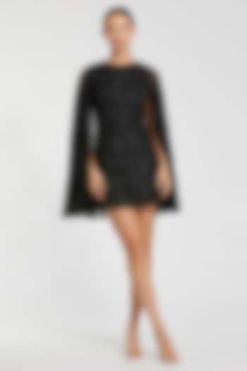 Black Polyester Sequins Embellished Cocktail Dress by Mac Duggal at Pernia's Pop Up Shop