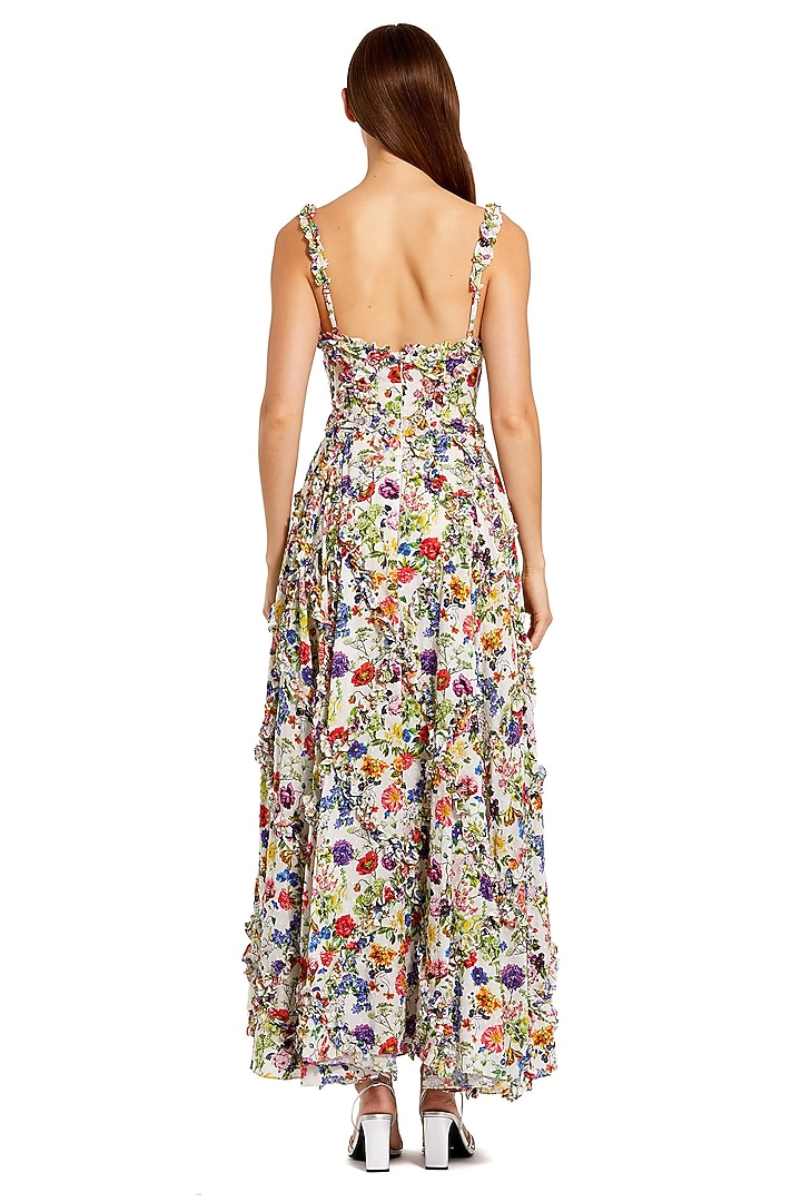 Multi-Colored Cotton Floral Printed Maxi Cocktail Dress by Mac Duggal at Pernia's Pop Up Shop