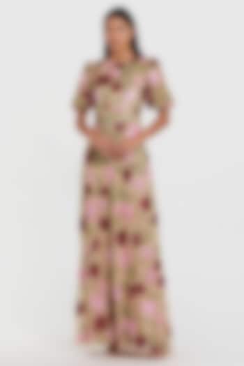 Nude & Multi-Colored Polyester Embroidered Wedding Gown by Mac Duggal at Pernia's Pop Up Shop