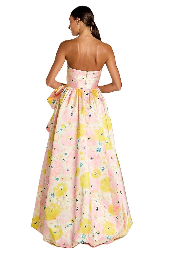 Pink Mikado Printed Structured Engagement Gown by Mac Duggal at Pernia's Pop Up Shop
