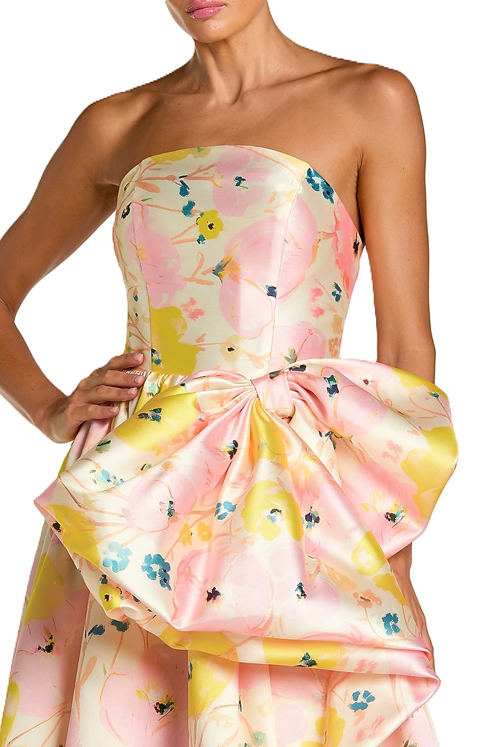 Pink Mikado Printed Structured Engagement Gown by Mac Duggal at Pernia's Pop Up Shop