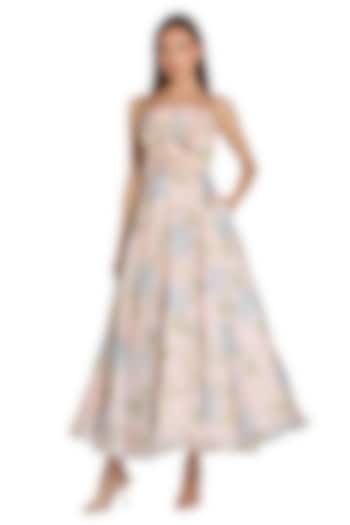 Pink Organza 3D Floral Printed Midi Cocktail Dress by Mac Duggal at Pernia's Pop Up Shop