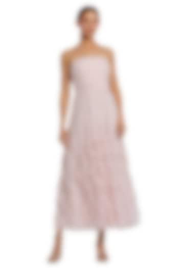 Blush Pink Mesh Ruffle Cocktail Dress by Mac Duggal at Pernia's Pop Up Shop