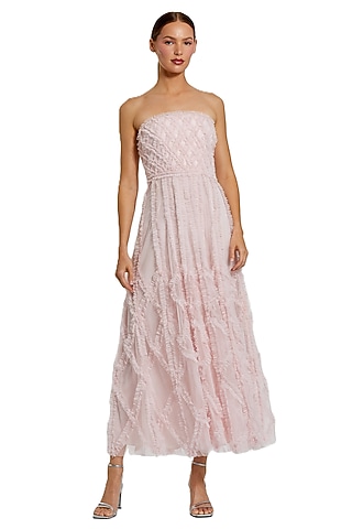 Blush Pink Mesh Ruffle Dress by Mac Duggal