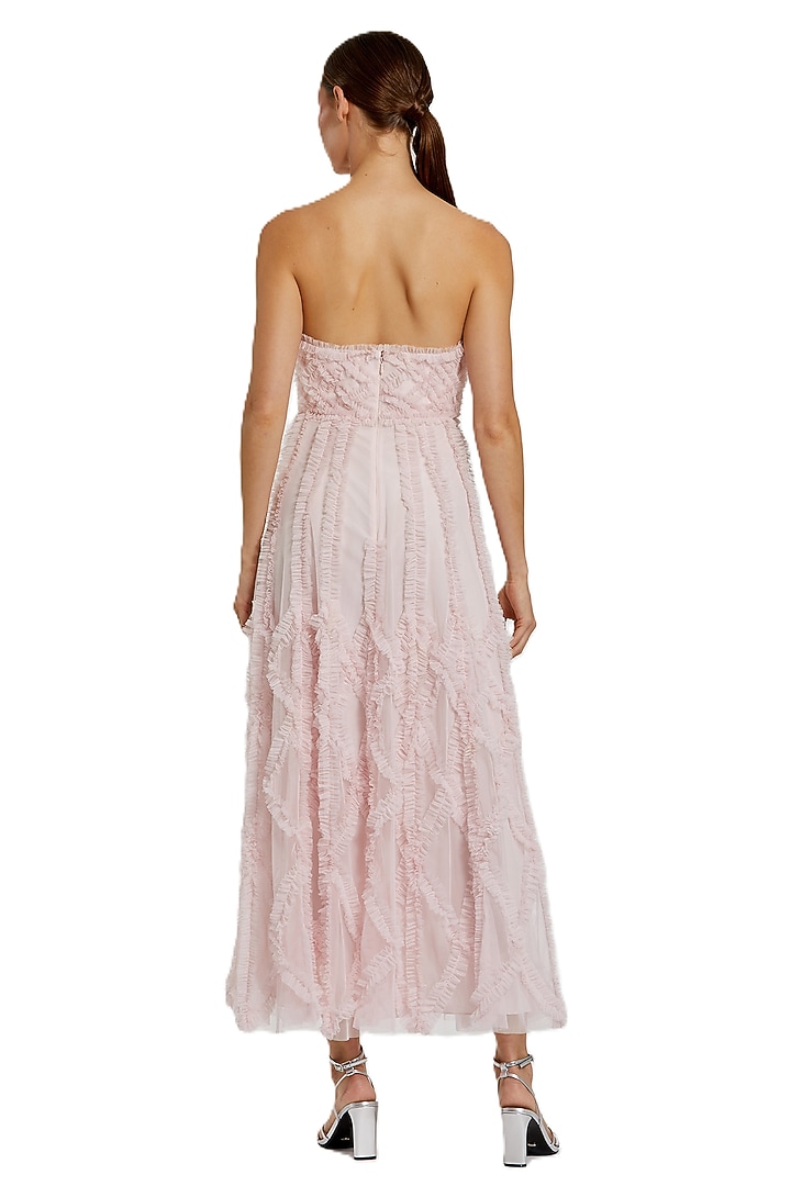 Blush Pink Mesh Ruffle Cocktail Dress by Mac Duggal at Pernia's Pop Up Shop