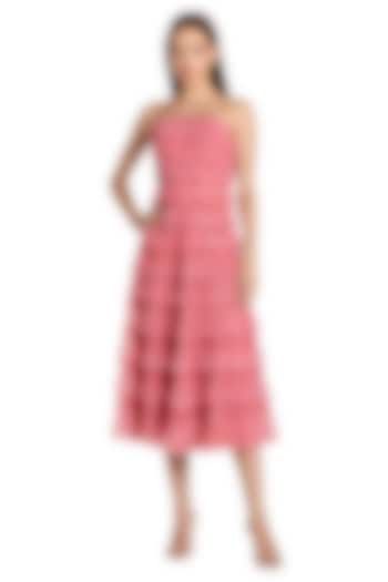 Blush Pink Mesh Ruffle Cocktail Dress by Mac Duggal at Pernia's Pop Up Shop