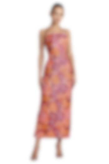 Orange Polyester Sequins Floral Embellished Cocktail Dress by Mac Duggal at Pernia's Pop Up Shop