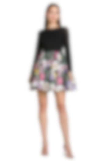 Black Polyester Floral Embroidered Mini Vacation Dress by Mac Duggal at Pernia's Pop Up Shop