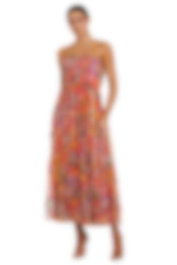 Multi-Colored Mesh Floral Printed Maxi Cocktail Dress by Mac Duggal at Pernia's Pop Up Shop