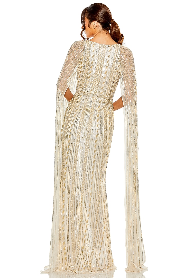 Nude Silver Sequins Embroidered Wedding Gown by Mac Duggal at Pernia's Pop Up Shop