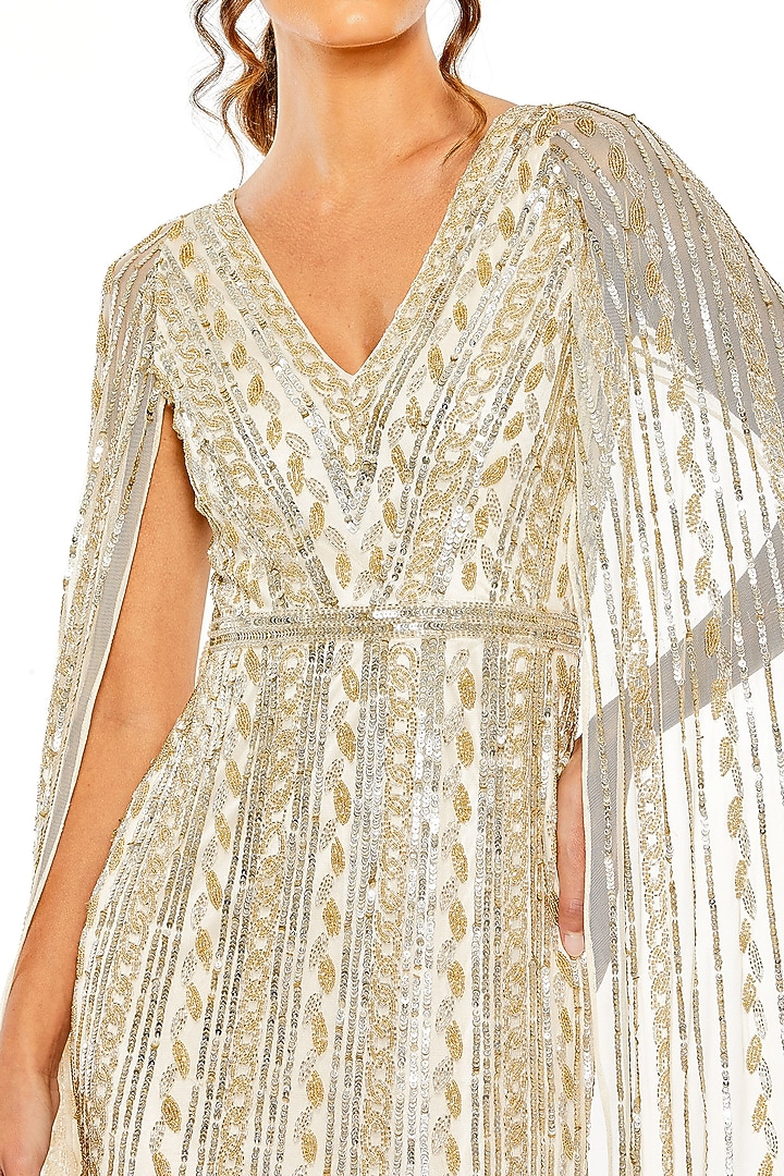 Nude Silver Sequins Embroidered Wedding Gown by Mac Duggal at Pernia's Pop Up Shop