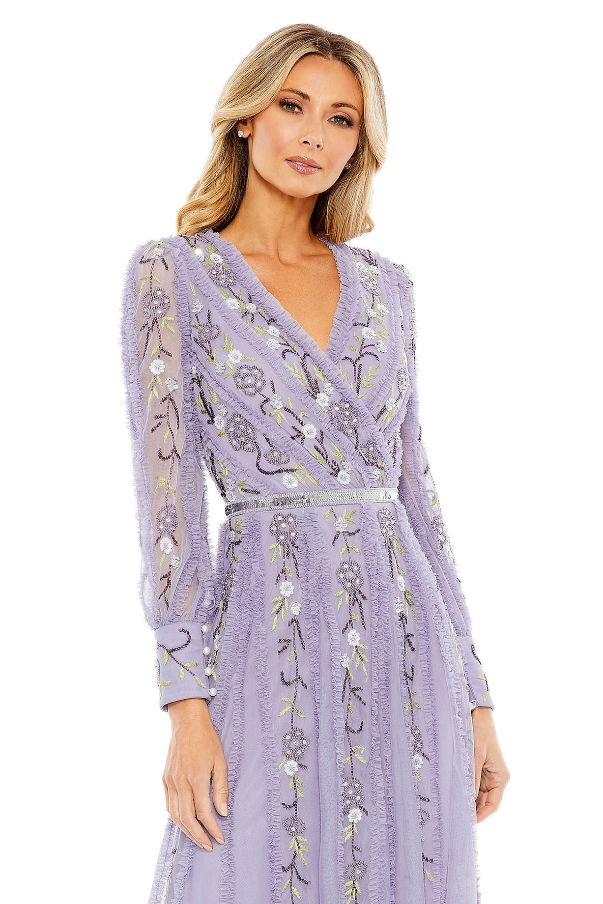 sachin and babi light blue dress MESH EMBROIDERED FLORAL MINI DRESS｜Motf main image 0
