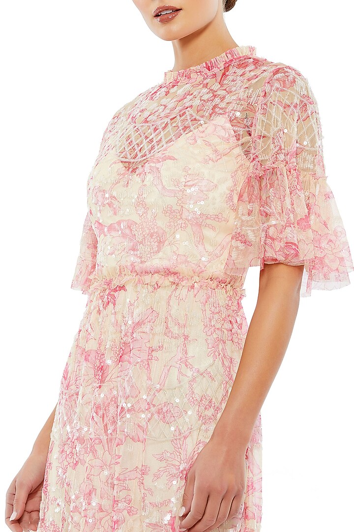 Blush Mesh Embellished Mini Cocktail Dress by Mac Duggal at Pernia's Pop Up Shop