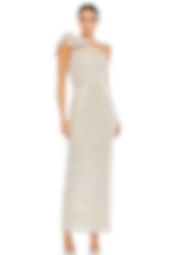 Nude Mesh Sequins Bow One-Shoulder Gown by Mac Duggal at Pernia's Pop Up Shop