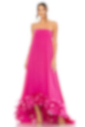 Fuchsia Chiffon Strapless Flared Gown by Mac Duggal at Pernia's Pop Up Shop