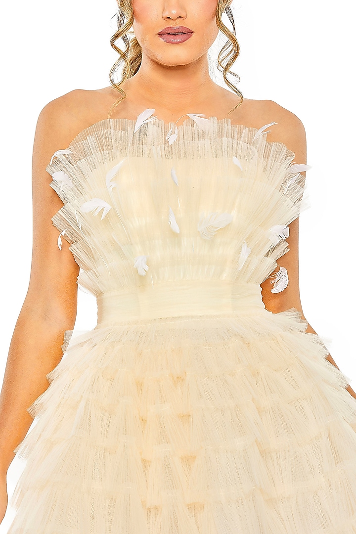 Ivory Tulle Mini Party Wear Dress by Mac Duggal at Pernia's Pop Up Shop