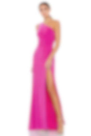 Candy Pink Jersey One-Shoulder Gown by Mac Duggal at Pernia's Pop Up Shop