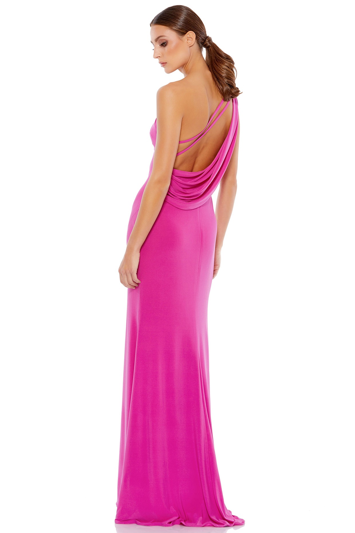 【Mac Duggal】Pink One Shoulder Beaded Mesh Dress 関税送料込 Mac Duggal Pink Flutter Sleeve Embellished Mermaid Gown