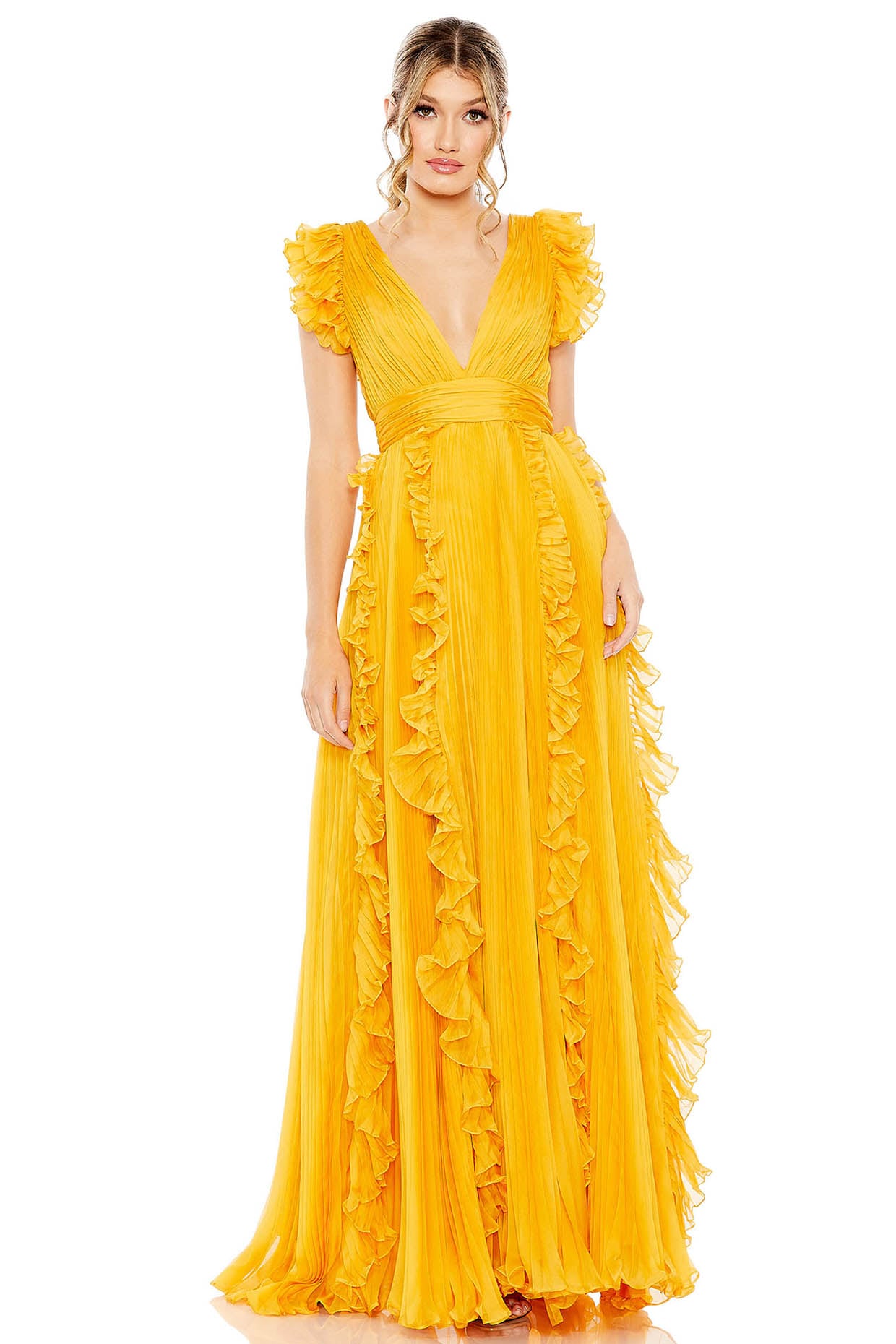 Mac duggal yellow dress best sale