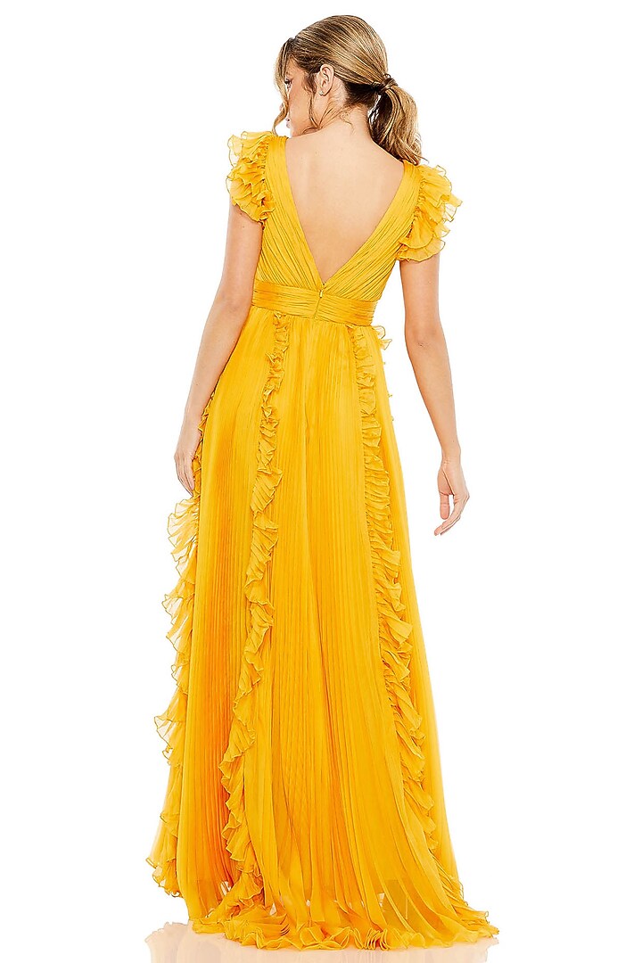 Marigold Yellow Chiffon A-Line Engagement Gown by Mac Duggal at Pernia's Pop Up Shop