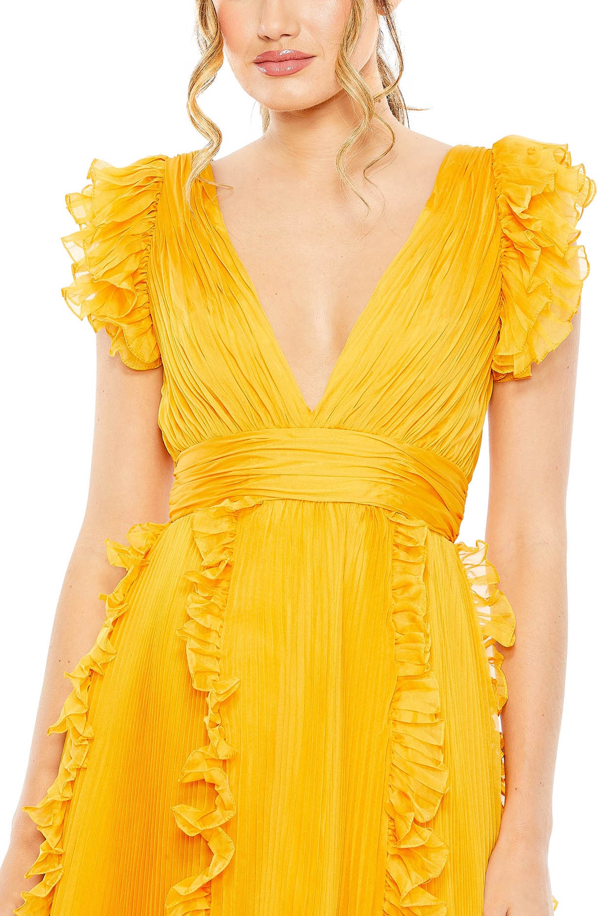Marigold Yellow Chiffon A-Line Gown by Mac Duggal at