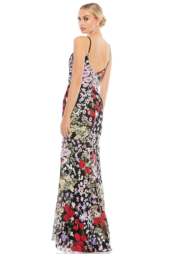 Black Lace Floral Embroidered Engagement Gown by Mac Duggal at Pernia's Pop Up Shop