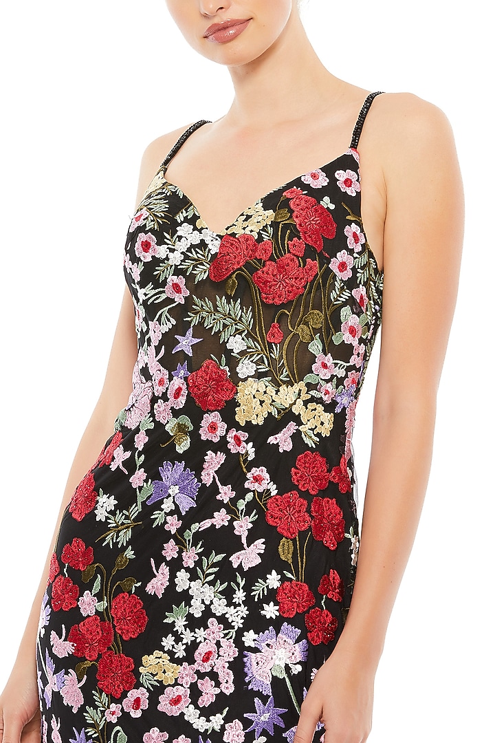 Black Lace Floral Embroidered Engagement Gown by Mac Duggal at Pernia's Pop Up Shop