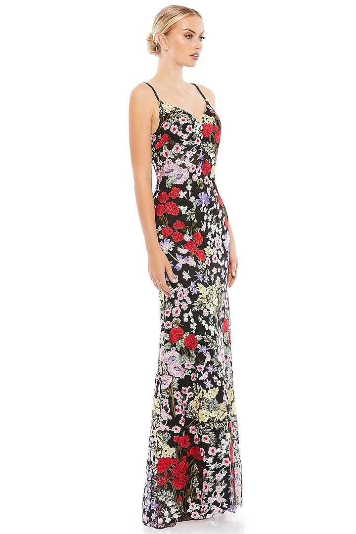 Black Lace Floral Embroidered Engagement Gown by Mac Duggal at Pernia's Pop Up Shop