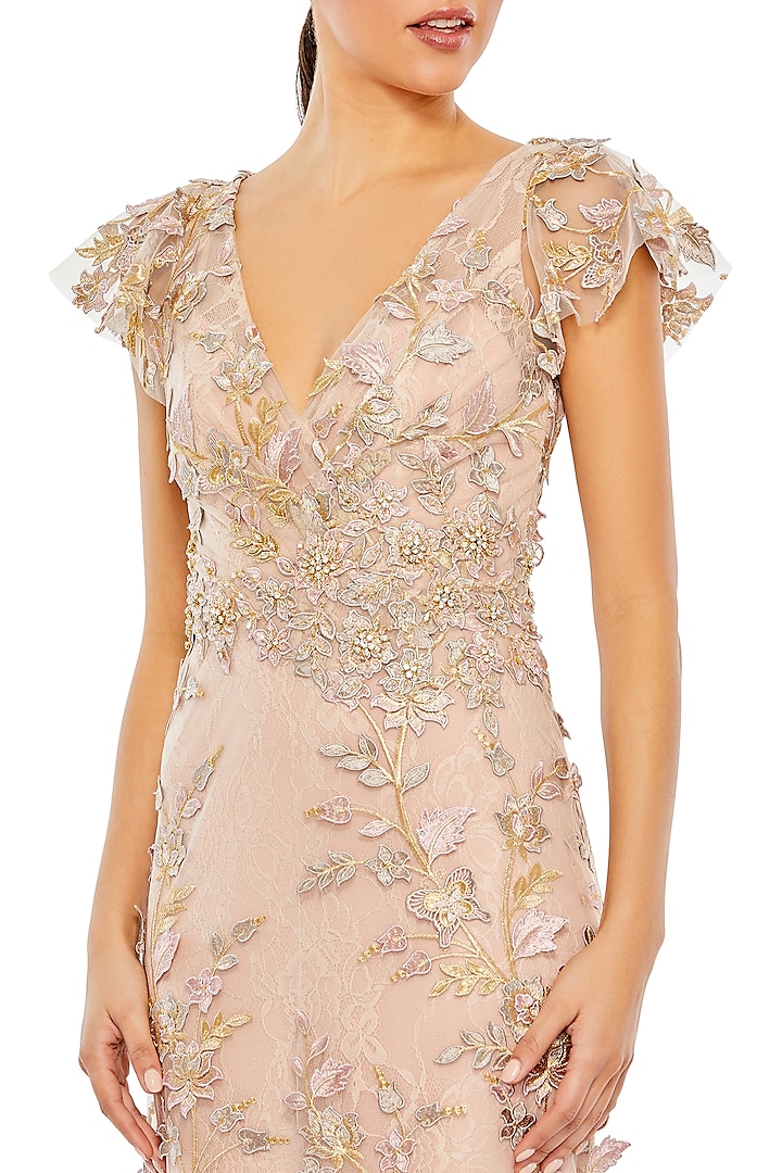 Rose Gold Embroidered Fabric Wedding Gown by Mac Duggal at Pernia's Pop Up Shop