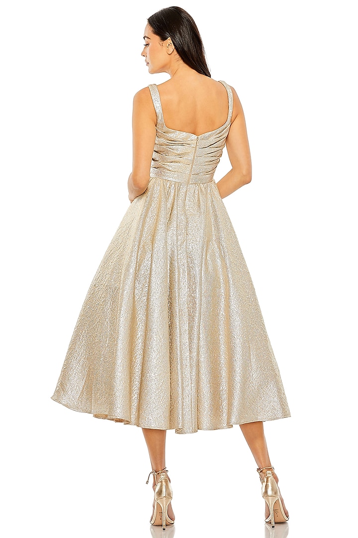Oyster Taffeta A-Line Midi Party Wear Dress by Mac Duggal at Pernia's Pop Up Shop
