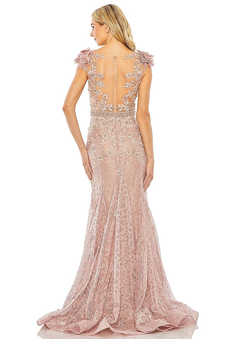 Mocha Embroidered Fabric Trumpet Wedding Gown by Mac Duggal at Pernia's Pop Up Shop