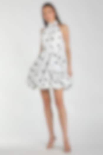 Ivory & Black Satin Polka Dot Mini Cocktail Dress by Mac Duggal at Pernia's Pop Up Shop