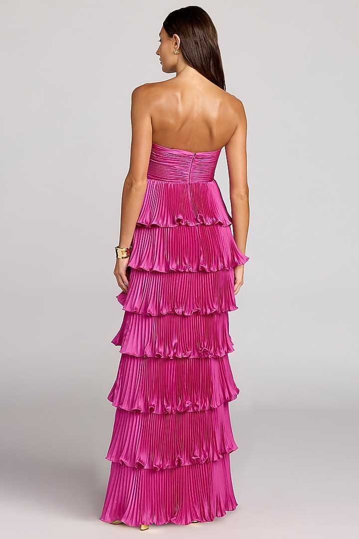 Fuchsia Charmeuse Ruffled Strapless Engagement Gown by Mac Duggal at Pernia's Pop Up Shop