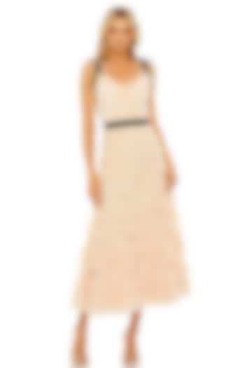 Porcelain Lace & Mesh Ruffled Tiered Midi Cocktail Dress by Mac Duggal at Pernia's Pop Up Shop