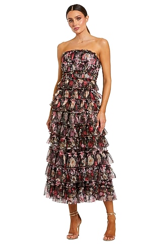 women's strapless metallic jacquard formal dress Teri Jon Sleeveless Metallic Multi Jacquard Gown Size 6