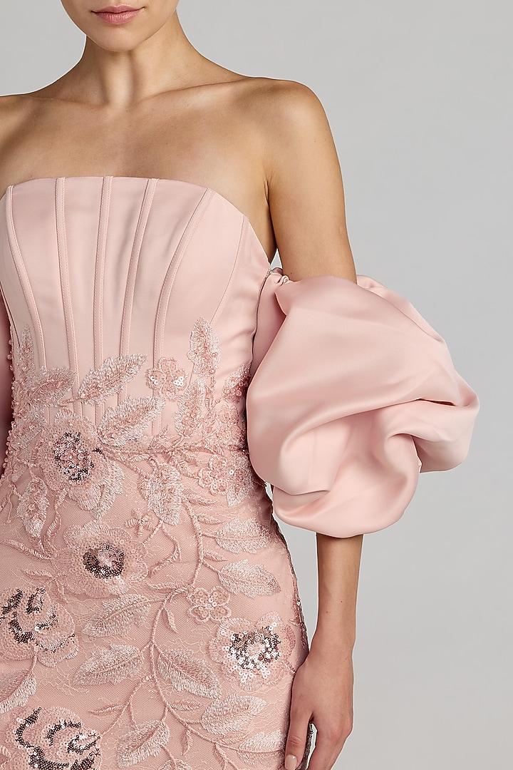 Pink Polyester Off-Shoulder Wedding Gown by Mac Duggal at Pernia's Pop Up Shop